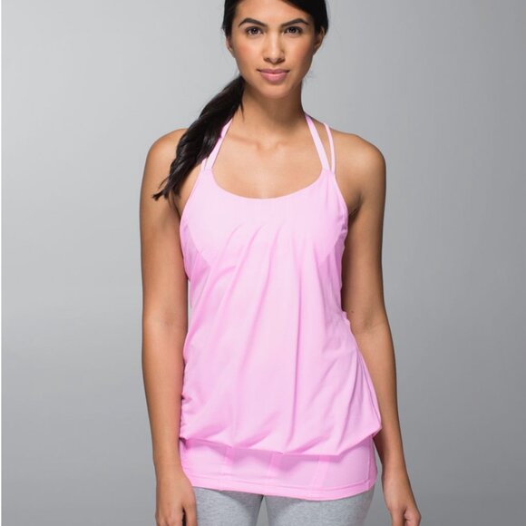 Lululemon Open Back Flawy Tank w/ Sports Bra 4 Pink - Picture 2 of 13